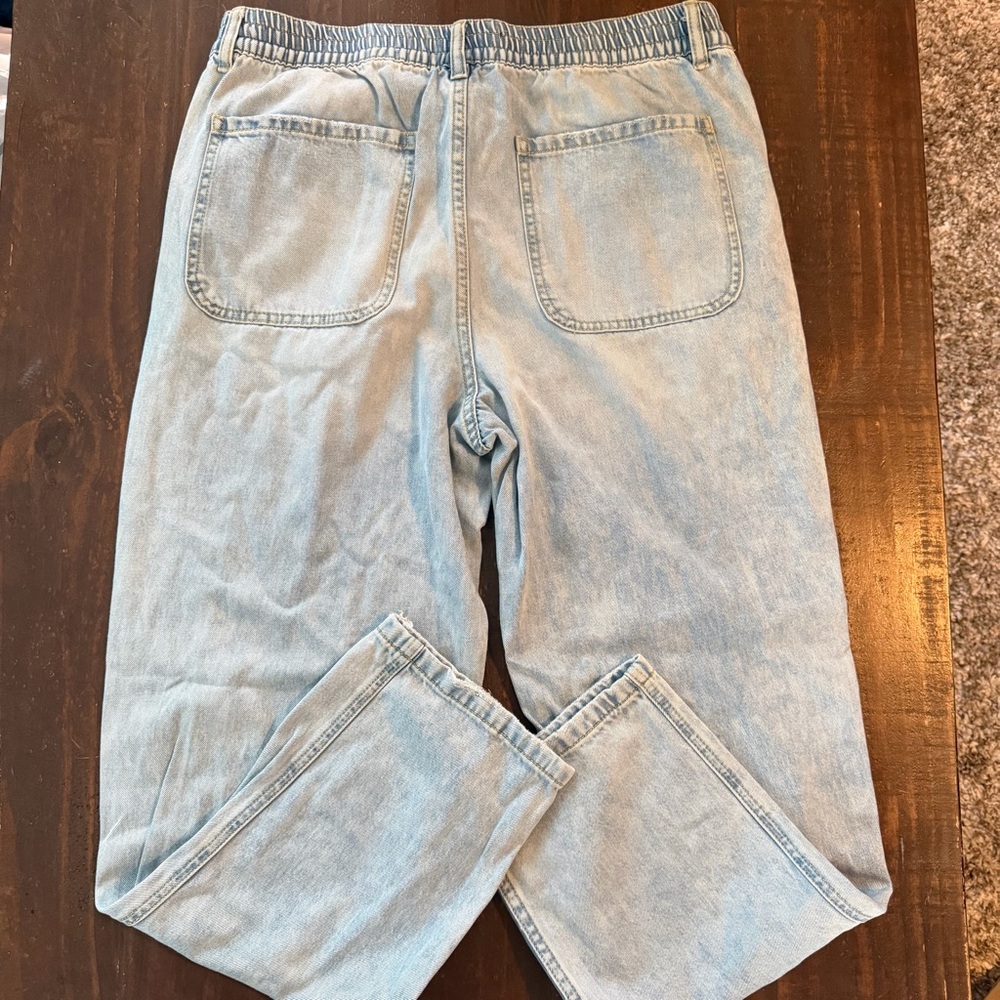RSQ Light Baby Blue Distressed Elastic Jeans Beach Pants - Size L - Picture 4 of 7
